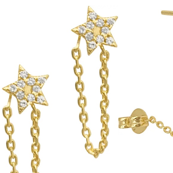 NWT Adornia Pave Swarovski Crystal Star Front & Back Draped Chain Stud E… - Picture 8 of 9